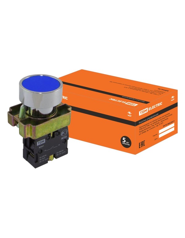 Кнопка BА61 без подсветки синий 1з | SQ0704-0041 | TDM