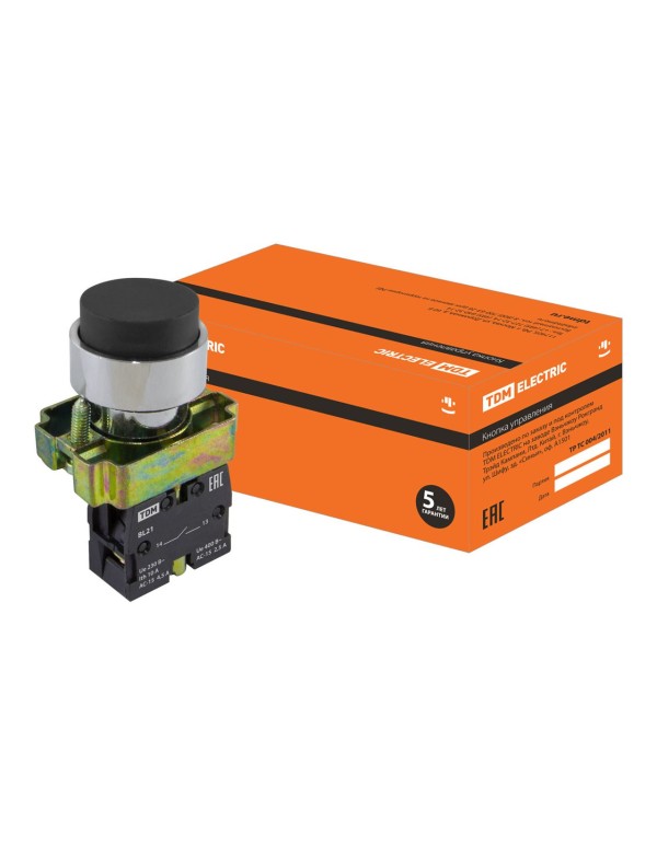 Кнопка BL21 без подсветки черный 1з | SQ0704-0047 | TDM