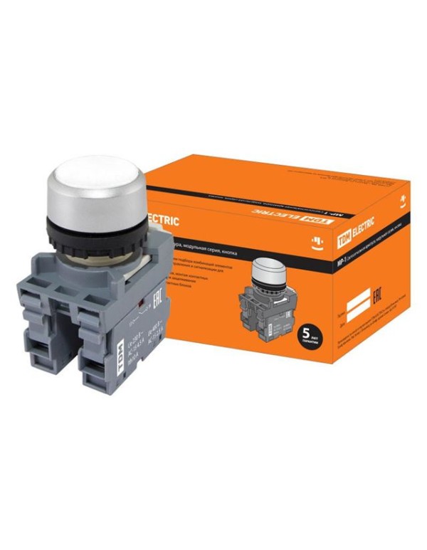 Кнопка MP1-20W в сборе d22мм 1з+1р белая | SQ0747-0005 | TDM