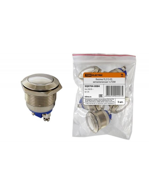 Кнопка YL213-05 металлическая 1з | SQ0704-0084 | TDM