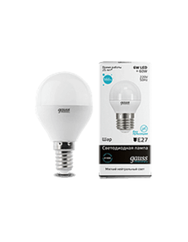 Лампа светодиодная Gauss шар 6Вт (LD53126)