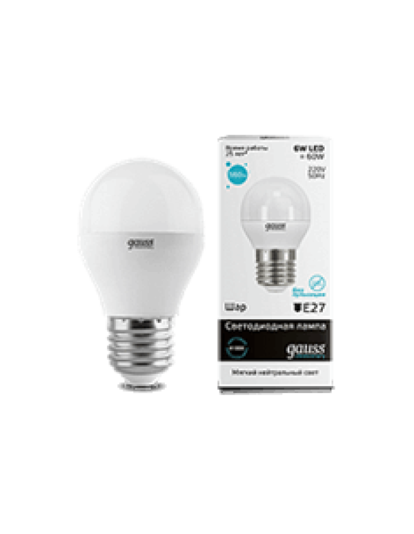 Лампа светодиодная Gauss шар 6Вт (LD53226)