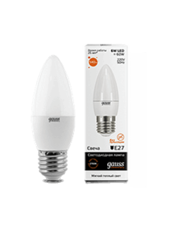 Лампа светодиодная Gauss свеча 6Вт (LD33216)