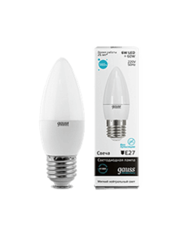 Лампа светодиодная Gauss свеча 6Вт (LD33226)