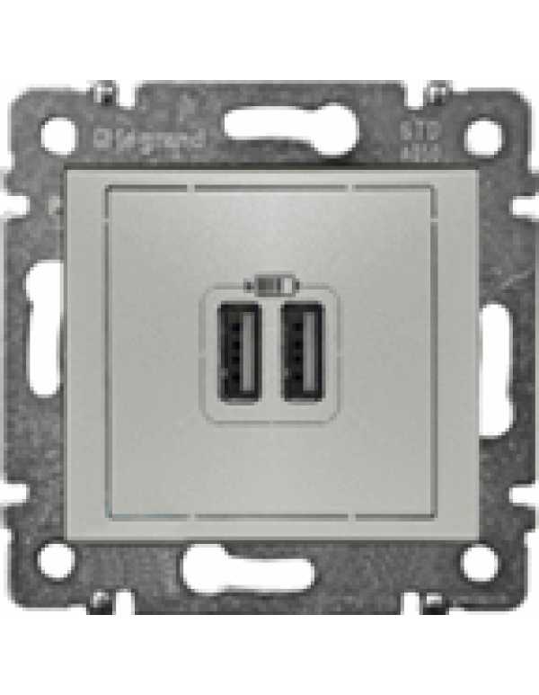 Розетка USB (x2) Valena алюминий