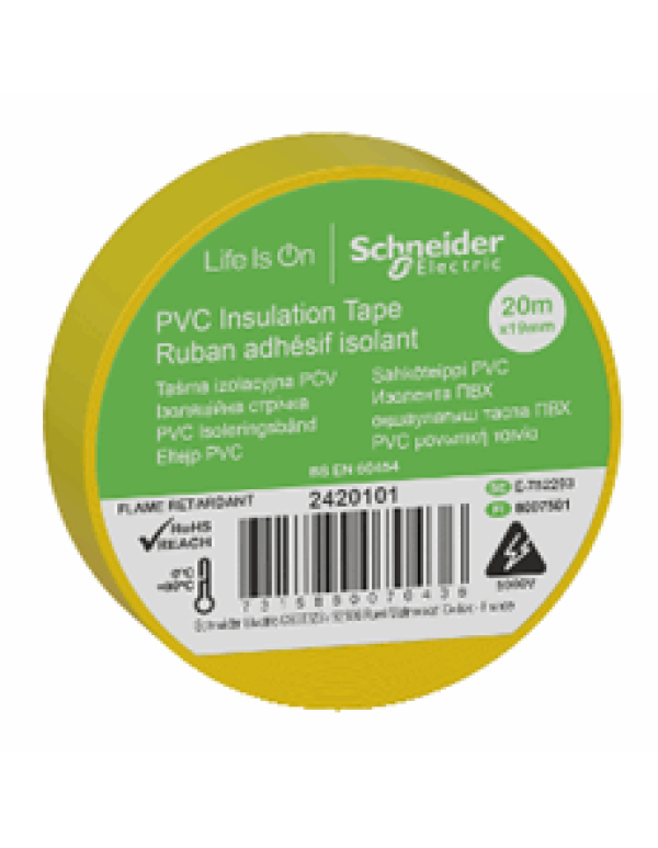 ИЗОЛЕНТА ПВХ 19мм Х 20м ЖЁЛТАЯ