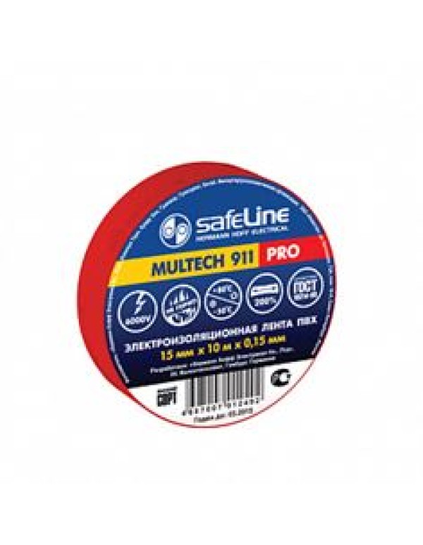 Лента Safeline самоклеящаяся изоляционная 15ммx10м красная (9357)