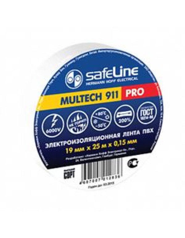 Лента Safeline самоклеящаяся изоляционная 19ммx25м белая (9373)
