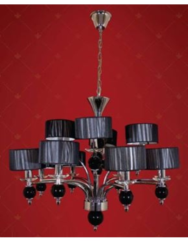 Люстра MW-Light Федерика хром/хрусталь/текстильный абажур 12*60W E14