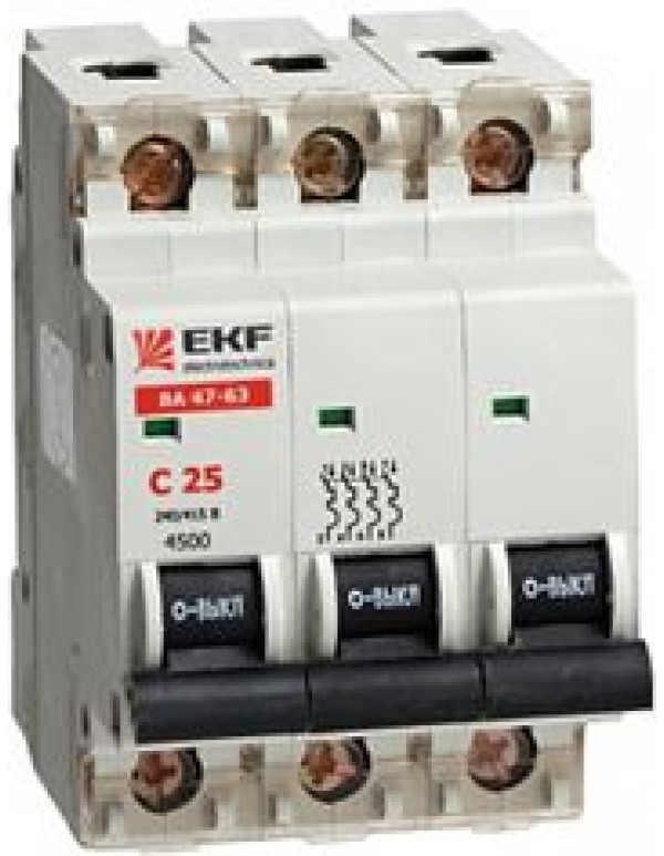 Автоматический выключатель ВА 47-63, 3P 10А (C) 4,5kA EKF