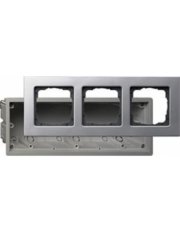 Набор  для установки заподлицо (рамка+коробка) 3 поста алюминий Е22