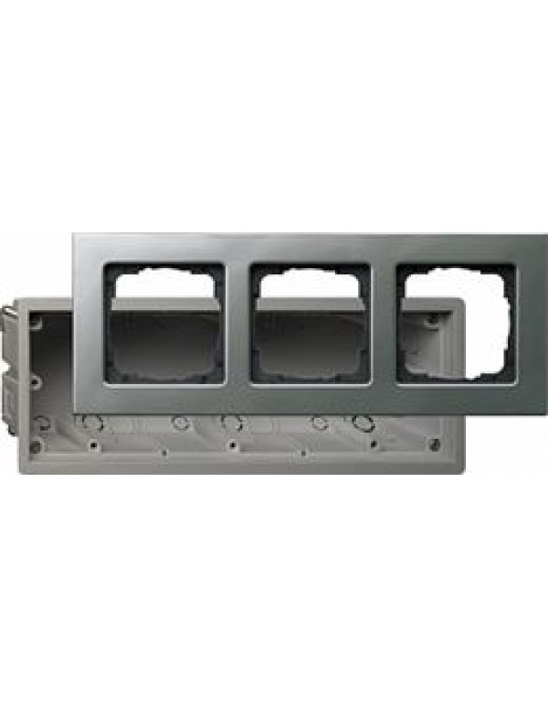 Набор  для установки заподлицо (рамка+коробка) 3 поста сталь Е22