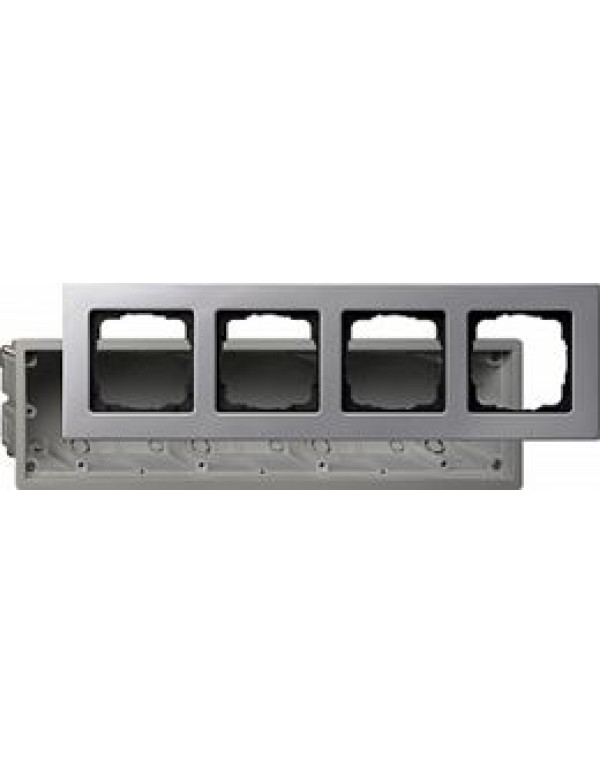 Набор  для установки заподлицо (рамка+коробка) 4 поста алюминий Е22