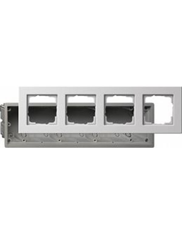 Набор  для установки заподлицо (рамка+коробка) 4 поста белый Е22