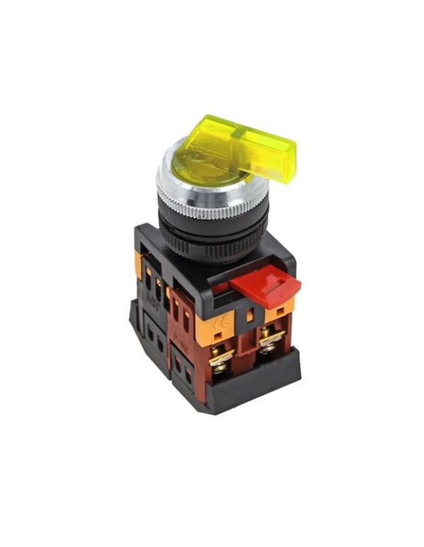 Переключатель ANLC-22 3P желтый с подсветкой 380В NO+NC EKF PROxima | psw-anlc-3p-o-380 | EKF
