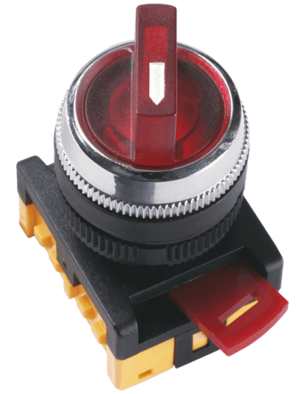 Переключатель АNС-22-2 на 2 фикс.полож.красный неон/240В I-O 1з+1р | BSW10-ANC-2-K04 | IEK