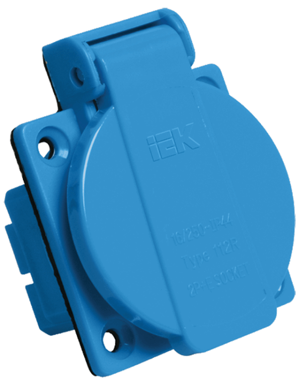Розетка панельная РП10-3 скрытая с защитной крышкой 2Р+РЕ 16А 250В IP44 | PSR61-016-3 | IEK