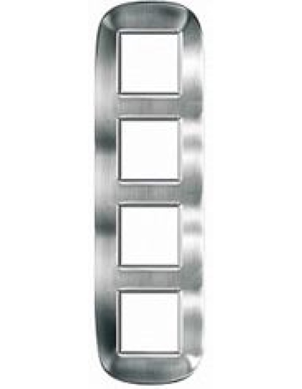 Рамка BT (Legrand) AXOLUTE 4-постовая цвет нержавеющая сталь (HB4802/4ACS)