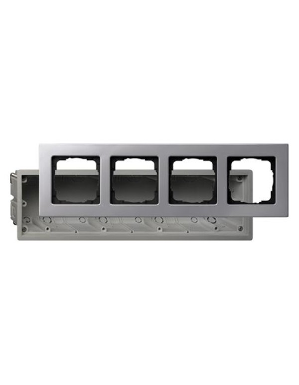 Монтажная коробка + 4-ая рамка E22 Gira Алюминий