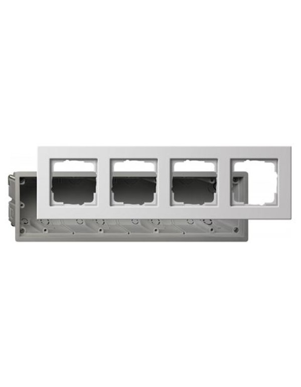 Монтажная коробка + 4-ая рамка E22 Gira Белый глянцевый