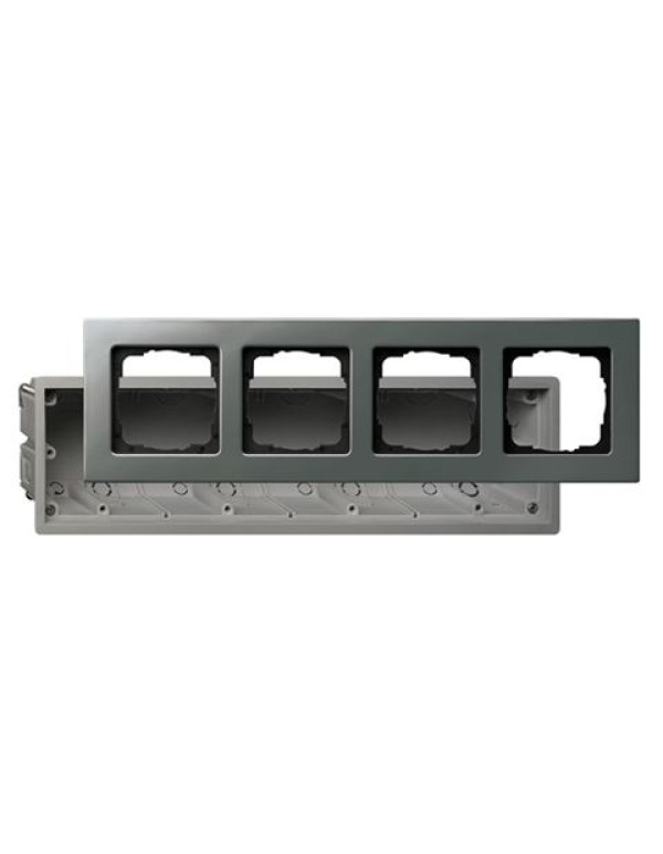 Монтажная коробка + 4-ая рамка E22 Gira Сталь