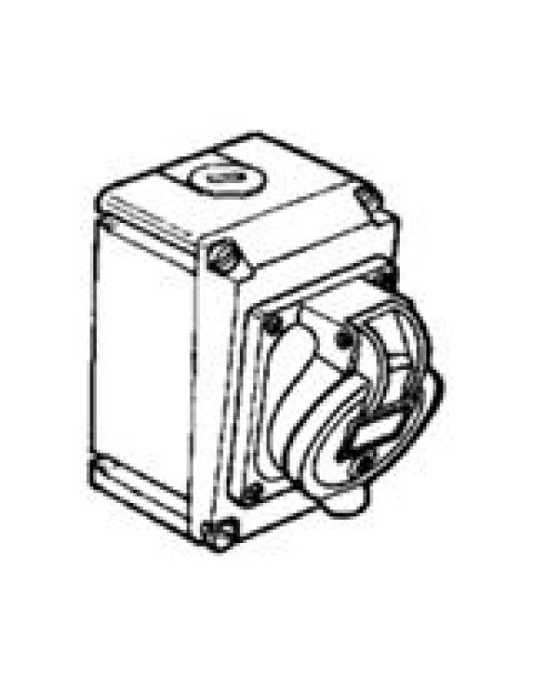Накладная розетка Hypra в готовом корпусе с одним отверстием под сальник - IP 44 - 2К+З - 63 А - пластик | 053722 | Legrand