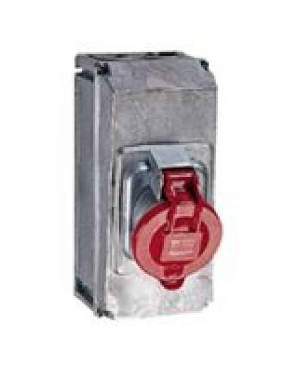 Накладная розетка Hypra в готовом корпусе с одним отверстием под сальник - IP 44 - 3К+Н+З - 63 А - металл | 053734 | Legrand