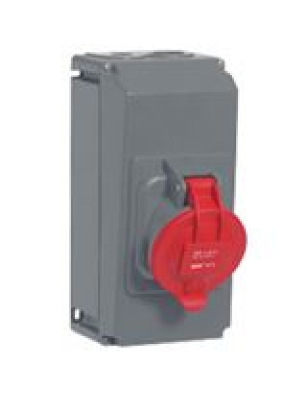 Накладная розетка Hypra в готовом корпусе с одним отверстием под сальник - IP 44 - 3К+Н+З - 63 А - пластик | 053724 | Legrand