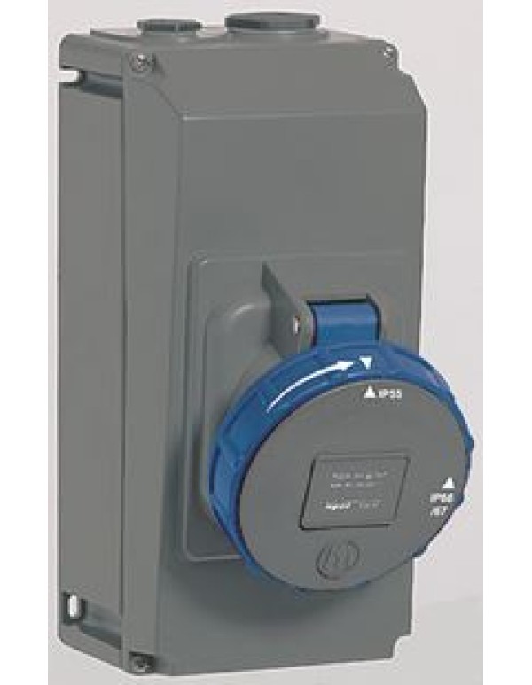 Розетка накладного монтажа в готовом корпусе Hypra - IP 66/67-55 - 3К+3 - 63 А - пластик | 059337 | Legrand
