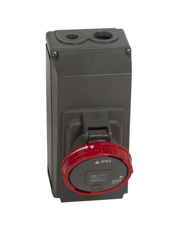 Розетка накладного монтажа в готовом корпусе Hypra - IP 66/67-55 - 3К+3 - 63 А - пластик | 059438 | Legrand