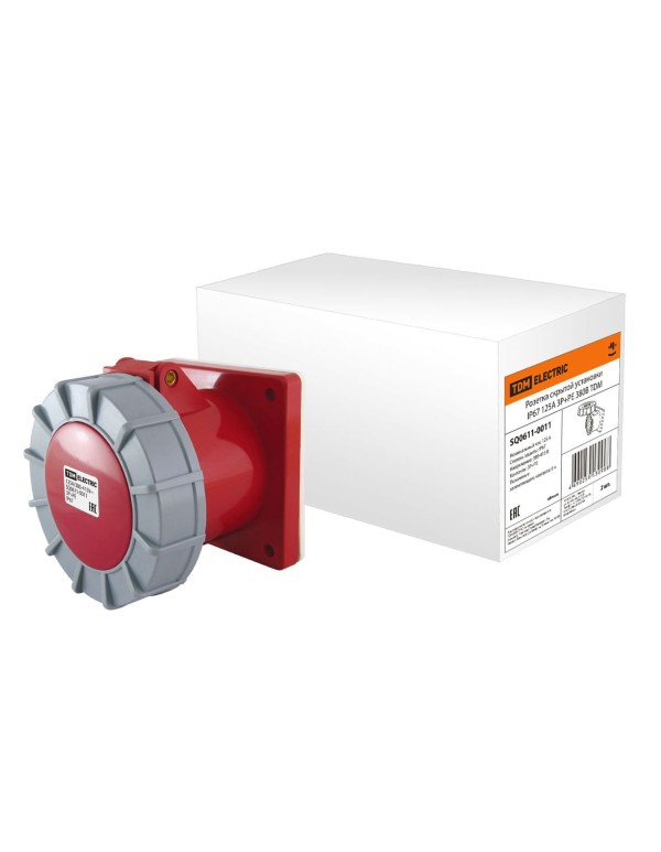 Розетка скрытой установки IP67 125А 3Р+РЕ 380В | SQ0611-0011 | TDM