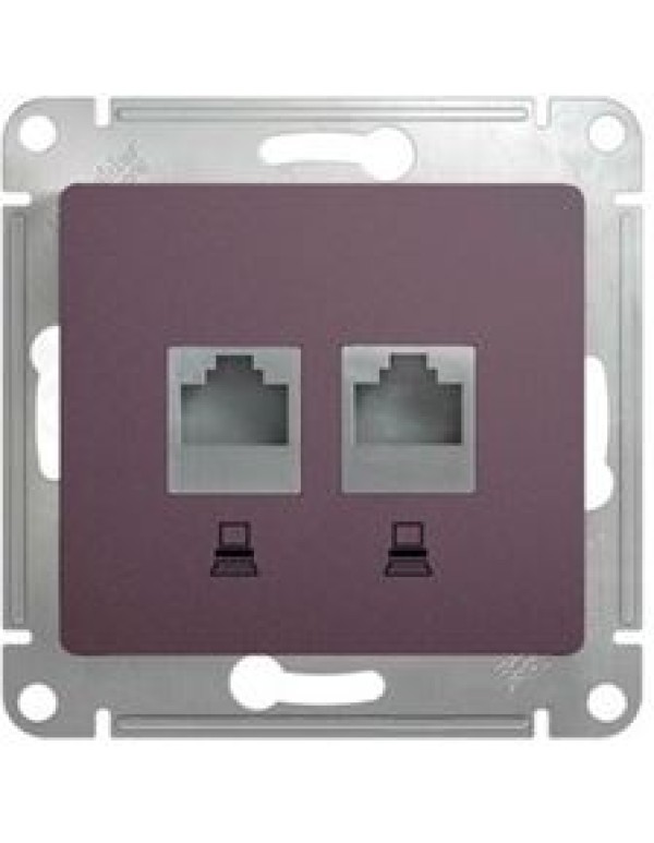 GLOSSA РОЗЕТКА двойная компьютерная RJ45+RJ45, кат.5E, механизм, СИРЕНЕВЫЙ ТУМАН