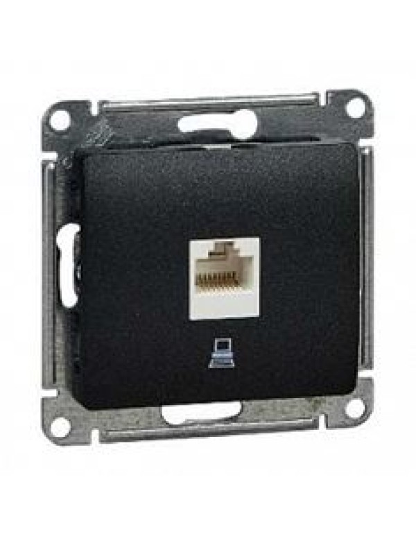 GLOSSA РОЗЕТКА компьютерная RJ45 кат.5E, механизм, АНТРАЦИТ