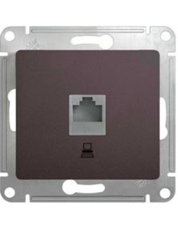 GLOSSA РОЗЕТКА компьютерная RJ45 кат.5E, механизм, ГРАФИТ