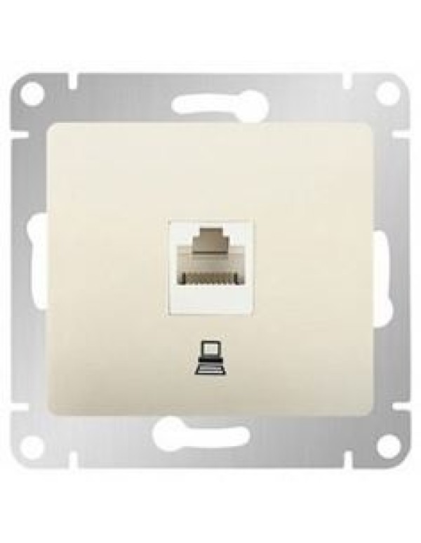 GLOSSA РОЗЕТКА компьютерная RJ45 кат.5E, механизм, МОЛОЧНЫЙ