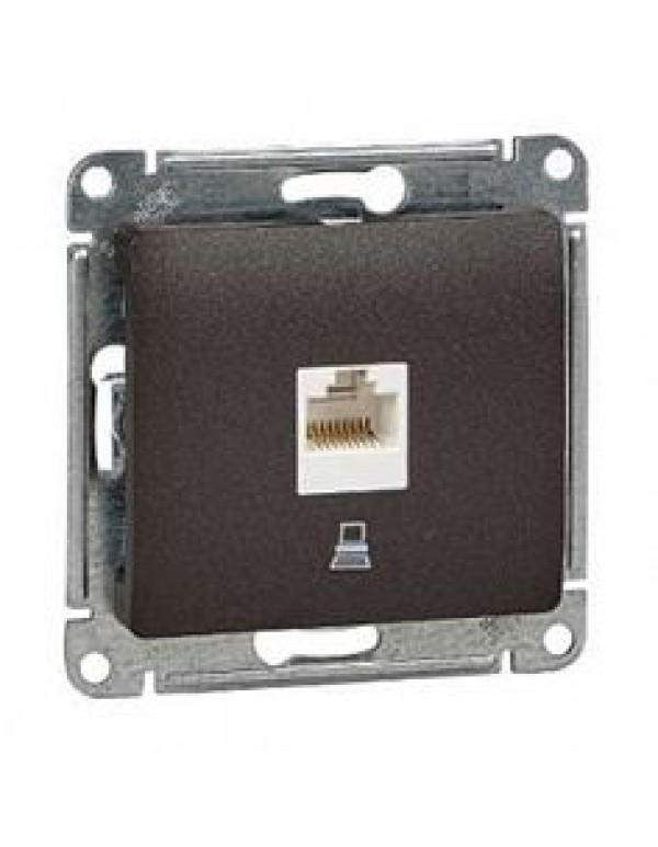 GLOSSA РОЗЕТКА компьютерная RJ45 кат.5E, механизм, ШОКОЛАД