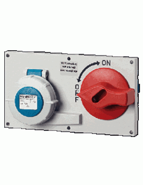 16А3п6ч230В панельная горизонтальная розетка DUO IP 67 Mennekes