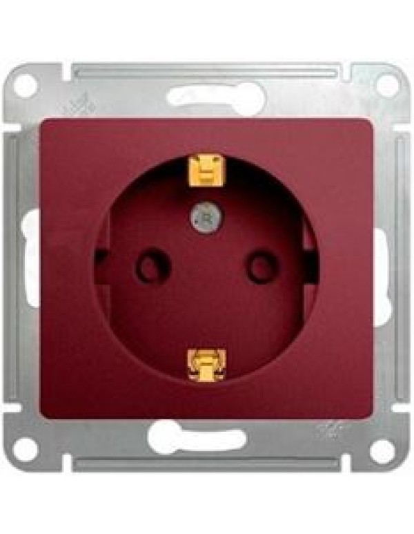 GLOSSA РОЗЕТКА с заземлением со шторками, 16А, 250В, механизм, БАКЛАЖАНОВЫЙ
