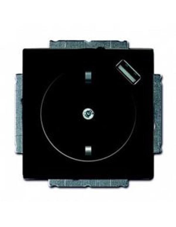 Розетка ABB Basic 55 1-местная для скрытой установки со шторками цвет черный (2011-0-6195)