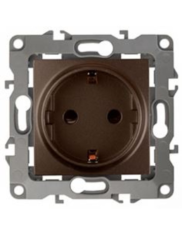 Розетка 2P+E со шторками 16А 250В бронза Эра12