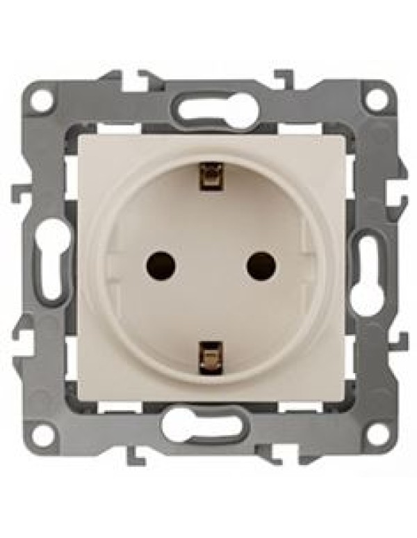 Розетка 2P+E со шторками 16А 250В слоновая кость Эра12
