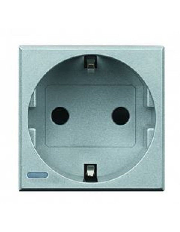 Розетка BT (Legrand) AXOLUTE 1-местная встраиваемая со шторками цвет алюминий (HC4141)