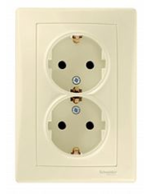 Розетка SE Sedna 2-местная для скрытой установки цвет бежевый (SDN3000647)