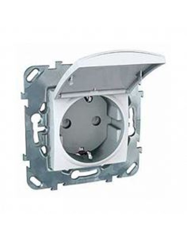 Розетка SE Unica 1-местная для скрытой установки со шторками с крышкой цвет белый (MGU5.037.18TAZD)