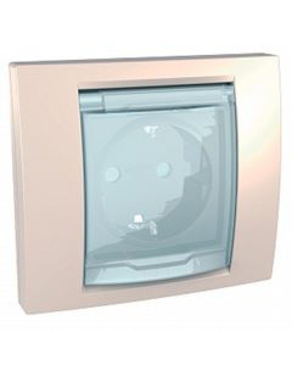 Розетка SE Unica 1-местная для скрытой установки со шторками с крышкой цвет бежевый (MGU61.037.25)