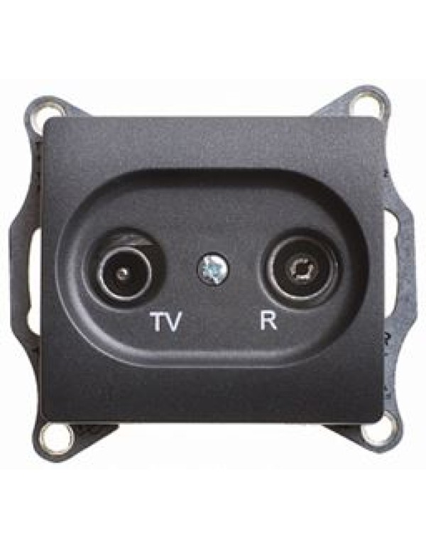 GLOSSA TV-R РОЗЕТКА проходная 4DB, механизм, АНТРАЦИТ