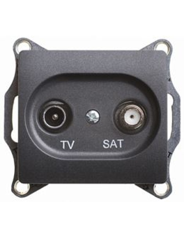 GLOSSA TV-SAT РОЗЕТКА проходная 4DB, механизм, АНТРАЦИТ