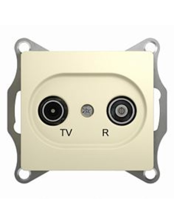 Одиночная розетка SE Glossa 2 выхода механизм с накладкой (GSL000294)