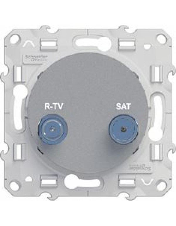 Одиночная розетка SE Odace 2 выхода механизм с накладкой (S53R454)