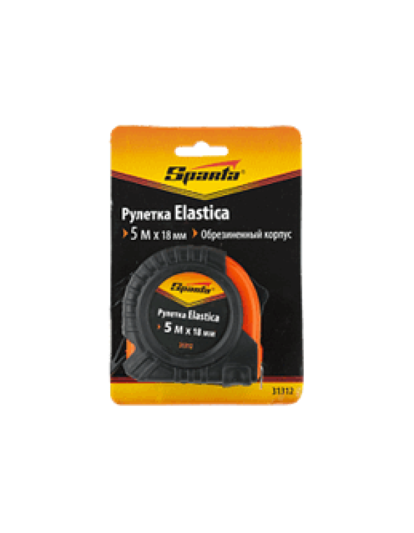 Рулетка  5м х 18мм с фиксатором в обрезин. корпусе Elastica SPARTA